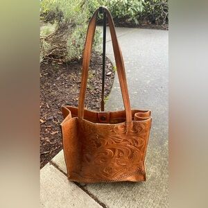 Patricia Nash Embossed Brown Leather Tote